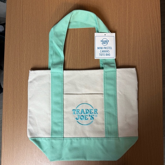 Trader Joe'S Handbags - NWT 2026 Limited Trader Joe’s Mini Pastel Canvas Tote Bag - Green
